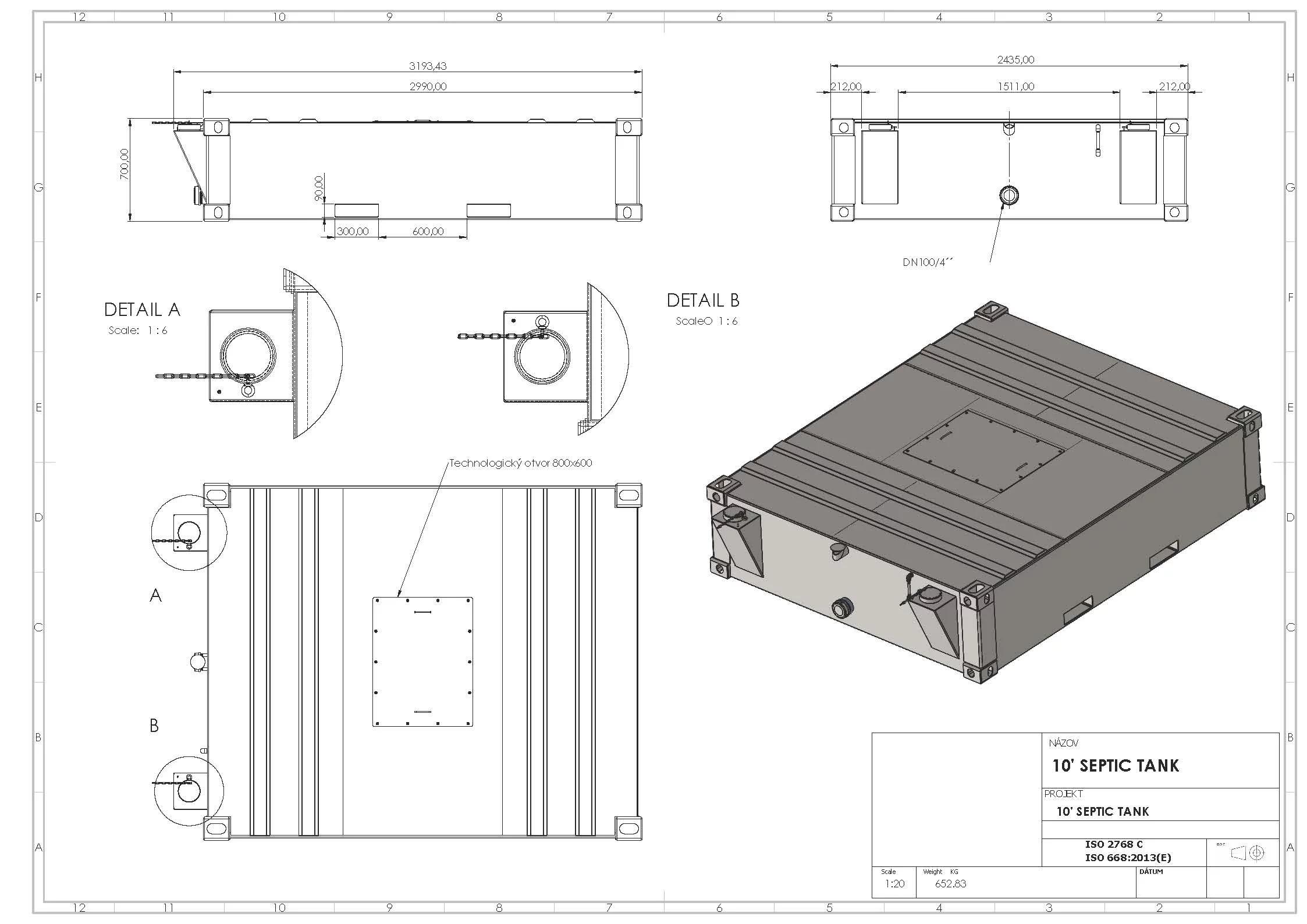 10′ Abwassertank für mobile Sanitärcontainer