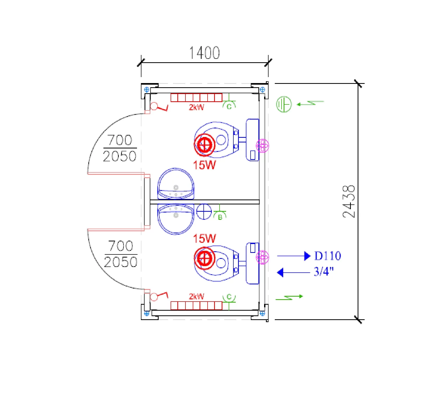 5′ Double Cabin Toilet Container