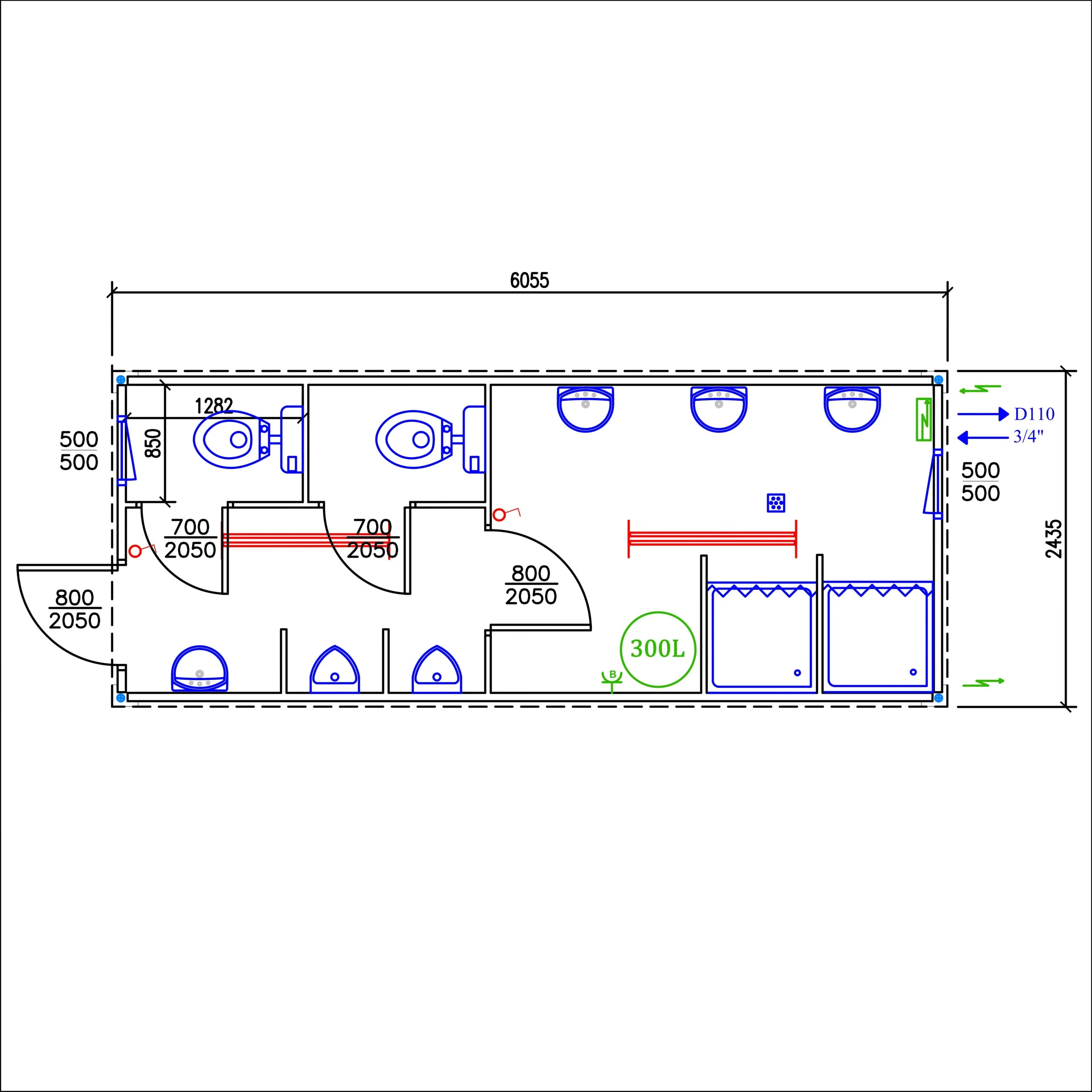 20' Mix WC+Shower